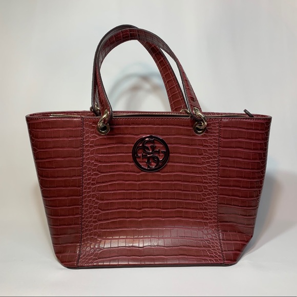Guess Handbags - NWOT Guess Burgundy Faux Croc Tote